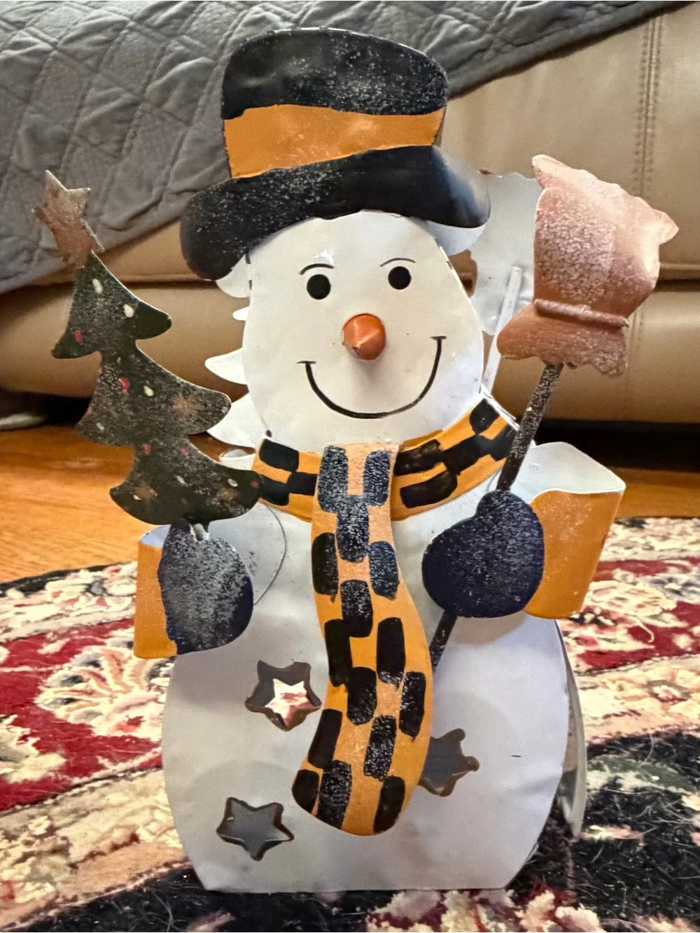 Festive Snowman Holiday Tealight Candle Holder Decor